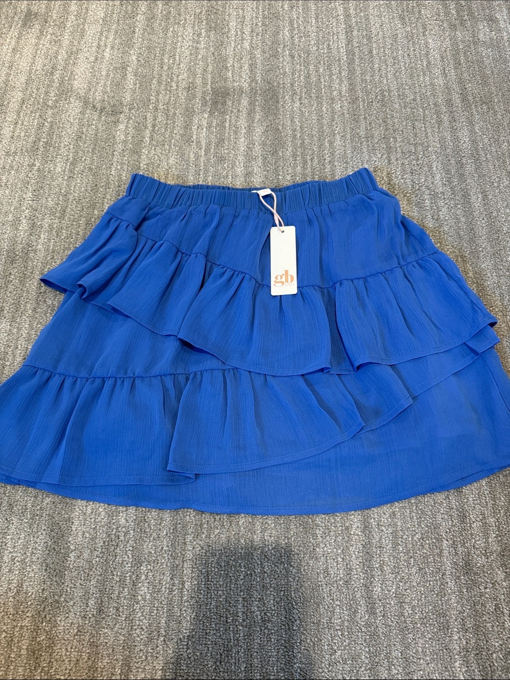 GB Girls NWT Tiered Ruffle Mini Skirt Blue Size L 12/14 $39 Retail